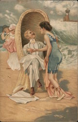 Couple on the beach Postcard