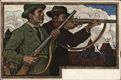 Men shooting guns Hunting Postcard Postcard