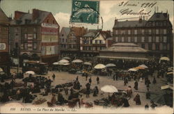 La Place du Marche Reims, France Postcard Postcard