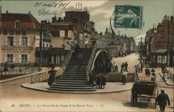 La Passerrelle du Canal et la Rue de Vesle Reims, France Postcard Postcard