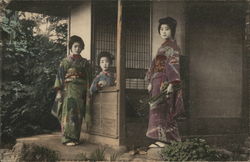 Young girls in Kimonos, Possibly Yukaku Yoshiwara Prostitutes Japan Postcard Postcard