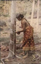 A rubber lapper, Ceylon Postcard