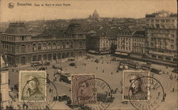 Gare du Nord et Place Rogler Brussels, Belgium Benelux Countries Postcard Postcard