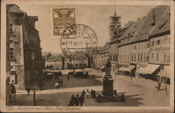 Marketplace and Statue of Kaiser Josef Denkmal Eger, Czechoslovakia Eastern Europe Postcard Postcard