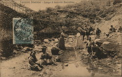 Wash Day Along the Stream Postcard