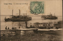 Le Remorquage sur le fleuve Congo Belge Africa Postcard Postcard