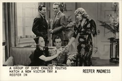 Group of Dope-Crazed Youths Watch a New Victim Try a Reefer in "Reefer Madness" Actors Postcard Postcard Postcard