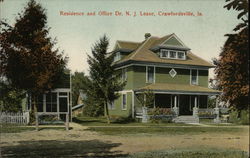 Residence and Office Dr. N. J. Lease Postcard