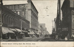 Walnut Street Looking East Des Moines, IA Postcard Postcard Postcard