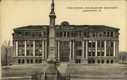 High School and Soldiers' Monument Postcard