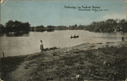 Fishing in the Cedar River Postcard