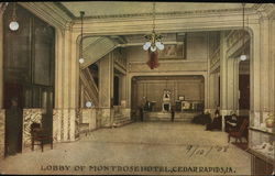 Lobby of Montrose Hotel Cedar Rapids, IA Postcard Postcard Postcard