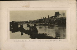 Grand River, New Grand Trunk Depot and Concrete Bridge Grand Rapids, MI Postcard Postcard Postcard