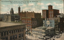 View of Business District Postcard