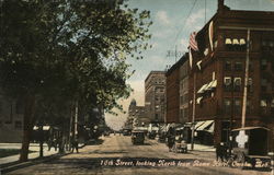 16th Street, looking North from Rome Hotel Postcard