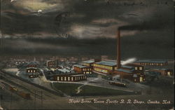 Night Scene, Union Pacific R.R. Shops Omaha, NE Postcard Postcard Postcard