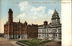 City Hall, Bee Building, County Court House Postcard