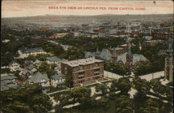 Birds Eye View Of Lincoln Neb. from Capitol Dome Nebraska Postcard Postcard Postcard