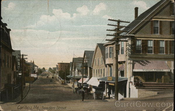 Sweden Street Caribou, ME Postcard