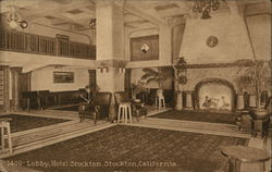 Lobby, Hotel Stockton Postcard