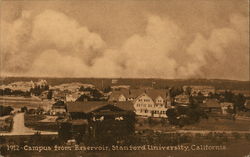 Campus from Reservoir, Stanford University Postcard