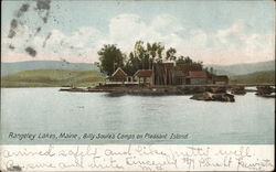 Rangeley Lakes, Maine., Billy Soule's Camps on Pleasant Island Postcard