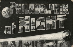 Philadelphia at Night Pennsylvania Postcard Postcard Postcard