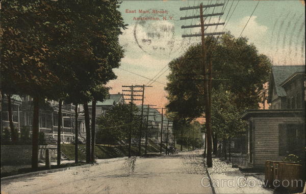 East Main Street Amsterdam, NY Postcard