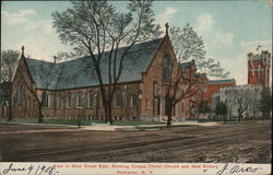 View of Main Street East, Showin Corpus Christi Church and New Armory Postcard