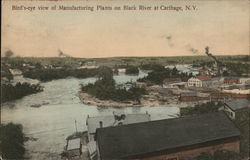 Bird's-Eye View of Manufacturing Plants on Black River at Carthage, N.Y. Postcard