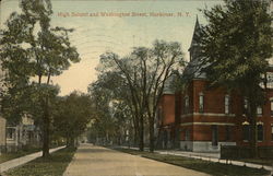 High School and Washington Street Herkimer, NY Postcard Postcard Postcard