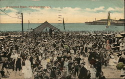 A Crowded Beach, Far Rockaway Queens, NY Postcard Postcard Postcard