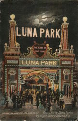 Entrance to Luna Park by Night Coney Island, NY Postcard Postcard Postcard