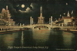 Night Scene in Dreamland Coney Island, NY Postcard Postcard Postcard