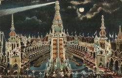 View of Luna Park at Night Postcard