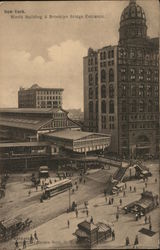 World Building and Brooklyn Bridge Entrance Postcard