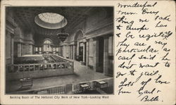 Banking Room of The National City Bank of New York Postcard