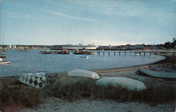 Yacht Basin, Ferry Boat at Pier, Vineyard Haven Martha's Vineyard, MA Postcard Postcard Postcard