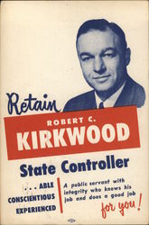 Retain Robert C. Kirkwood, State Controller Postcard