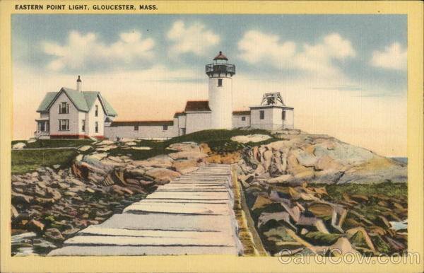 Eastern Point Light Gloucester, MA Postcard