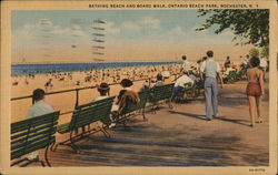 Bathing Beach and Board Walk, Ontario Beach Park Rochester, NY Postcard Postcard Postcard