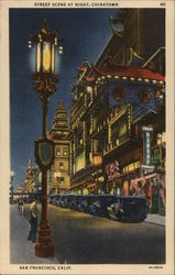 Street Scene at Night, Chinatown San Francisco, CA Postcard Postcard Postcard