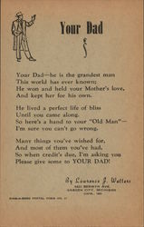 Postal Poem "Your Dad" by Lawrence J. Walters Postcard