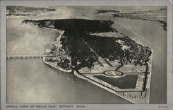 Aerial View of Belle Isle Detroit, MI Postcard Postcard Postcard