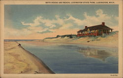 Bath House and Beach Postcard