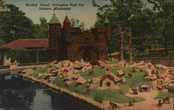 Monkey Island, Livingston Park Zoo Jackson, MS Postcard Postcard Postcard