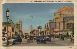 Scene on Wilshire Boulevard Los Angeles, CA Postcard Postcard Postcard