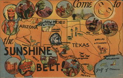 Come To the Sunshine Belt Maps Postcard Postcard Postcard