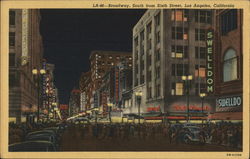 LA-46 - Broadway, South From Sixth Street Los Angeles, CA Postcard Postcard Postcard