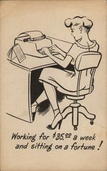 Secretary Typing Comic, Funny Postcard Postcard Postcard